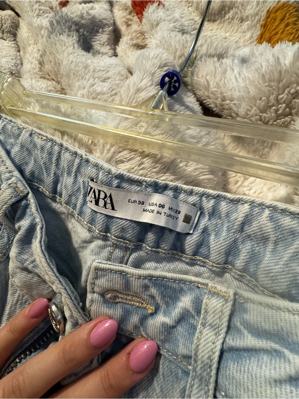 Zara Light Blue Flared Ripped Jeans - Picture 3 of 3